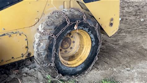 how to put tire chains on a skid steer|12 by 16 five chains.